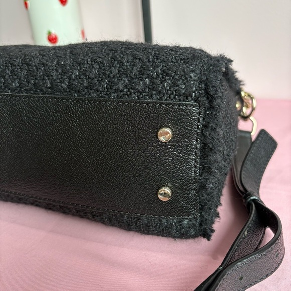 Kate Spade Black Tweed Top-Handle Handbag with Crossbody EUC - Picture 9 of 13